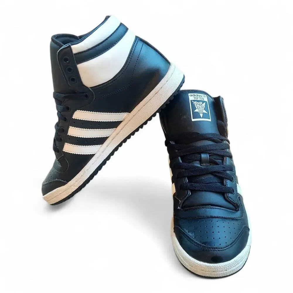 Adidas Top Ten Retro Black White Size 7 Men's Basketball Sneakers - Picture 3 of 10